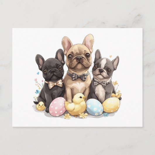 Happy Easter French Bulldogs Briefkaart (Voorkant)