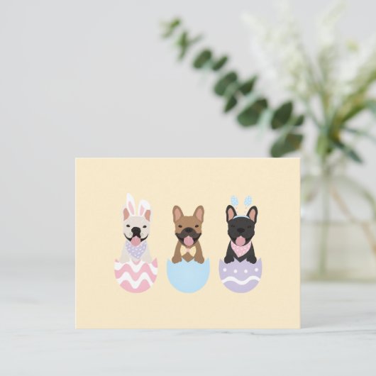 Happy Easter French Bulldogs Briefkaart (Staand voorkant)