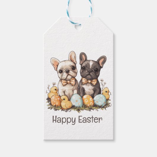 Happy Easter French Bulldogs Cadeaulabel (Voorkant)