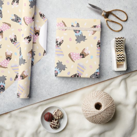 Happy Easter French Bulldogs Cadeaupapier (Crafts)