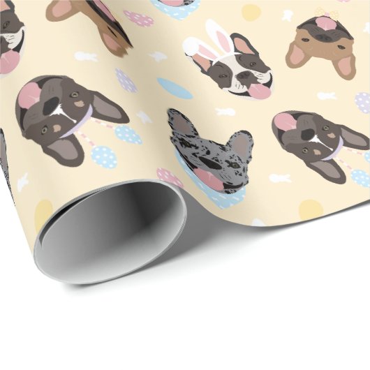 Happy Easter French Bulldogs Cadeaupapier (Rol Hoek)