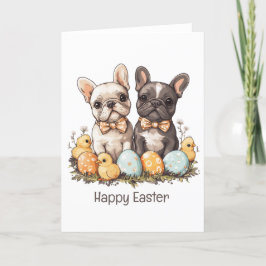 Happy Easter French Bulldogs Feestdagen Kaart