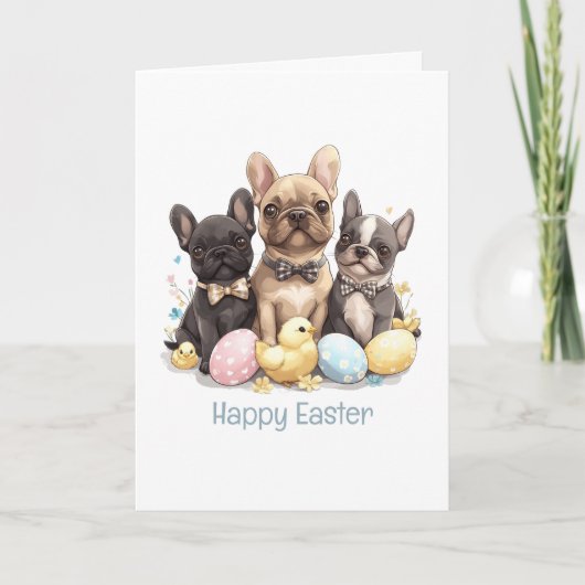 Happy Easter French Bulldogs Feestdagen Kaart (Voorkant)