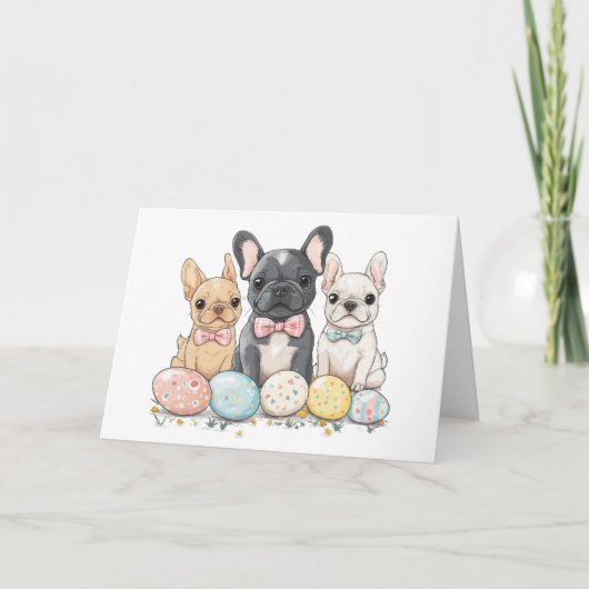 Happy Easter French Bulldogs Feestdagen Kaart (Voorkant)