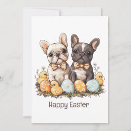 Happy Easter French Bulldogs Feestdagenkaart