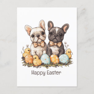 Happy Easter French Bulldogs Feestdagenkaart
