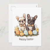 Happy Easter French Bulldogs Feestdagenkaart (Voorkant / Achterkant)