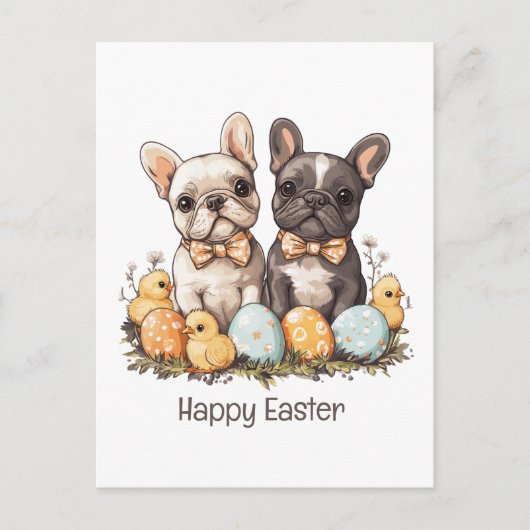 Happy Easter French Bulldogs Feestdagenkaart (Voorkant)