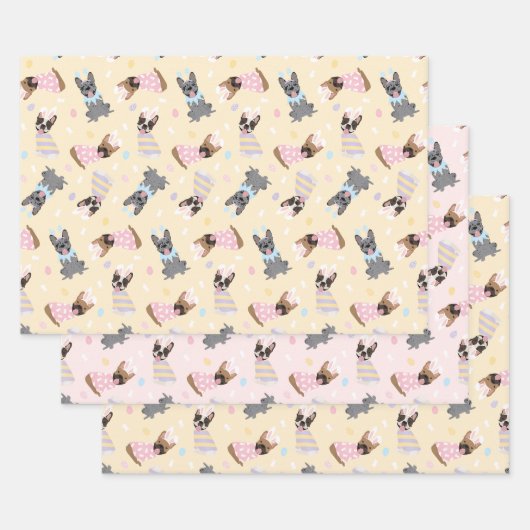 Happy Easter French Bulldogs Inpakpapier Vel (Set)