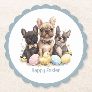 Happy Easter French Bulldogs Kartonnen Onderzetters