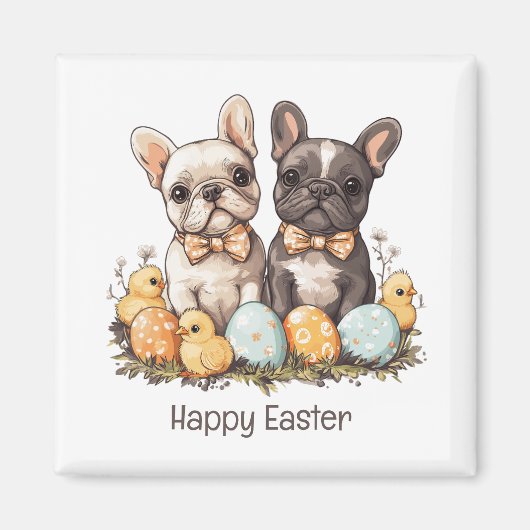 Happy Easter French Bulldogs Magneet (Voorkant)