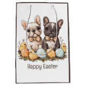 Happy Easter French Bulldogs Medium Cadeauzakje (Voorkant)