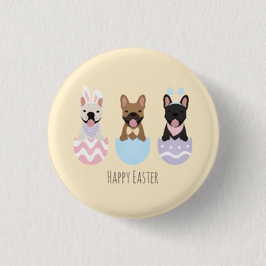 Happy Easter French Bulldogs Ronde Button 3,2 Cm (Voorkant)