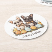 Happy Easter French Bulldogs Ronde Kartonnen Onderzetter (Gebogen)