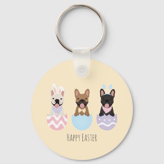 Happy Easter French Bulldogs Sleutelhanger (Voorkant)