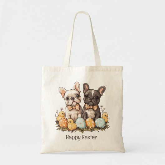 Happy Easter French Bulldogs Tote Bag (Voorkant)