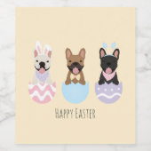 Happy Easter French Bulldogs Wijn Etiket (Enkel label)