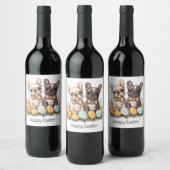 Happy Easter French Bulldogs Wijn Etiket (Flessen)