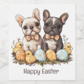 Happy Easter French Bulldogs Wijn Etiket (Enkel label)