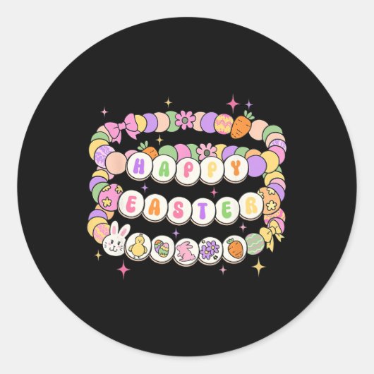 Happy Easter Friendship Armband Easter Bunny Egg Ronde Sticker (Voorkant)