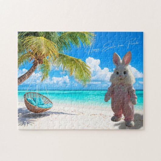 Happy Easter from Florida Beach with Easter Bunny Legpuzzel (Horizontaal)