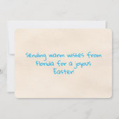 Happy Easter from Florida Flamingo Bunny on Beach Feestdagenkaart (Achterkant)