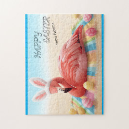 Happy Easter from Florida Flamingo Bunny on Beach  Legpuzzel