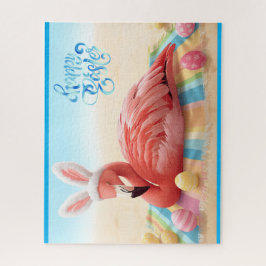 Happy Easter from Florida Flamingo Bunny on Beach  Legpuzzel