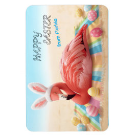Happy Easter from Florida Flamingo Bunny on Beach Magneet