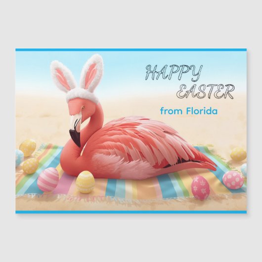 Happy Easter from Florida Flamingo Magnetic Card (Voorkant)