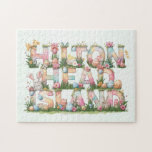 Happy Easter from Hilton Head Island Legpuzzel<br><div class="desc">Happy Easter Hilton Head Style! The design on this colorful holiday jigsaw puzzle features a whimsical and festive depiction of the text "Hilton Head Island" with each letter beautifully decorated for Easter! Included are pastel-colored Easter eggs, blooming spring flowers, soft ribbons, and playful bunny motifs. The Easter puzzle is a...</div>