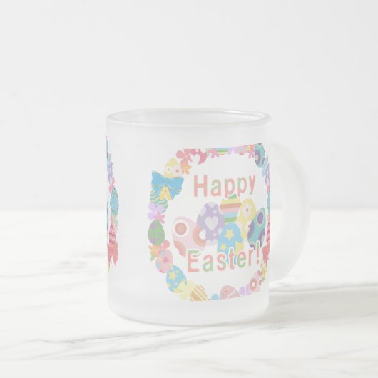 Happy Easter frosted glass mug Matglas Koffiemok (Voorkant rechts)