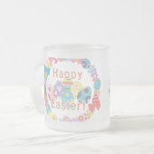 Happy Easter frosted glass mug Matglas Koffiemok (Voorkant links)