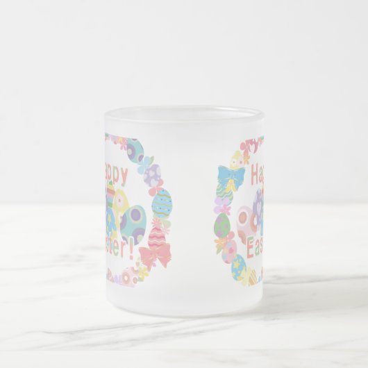 Happy Easter frosted glass mug Matglas Koffiemok (Center)