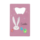 Happy Easter Funny Bunny Schattige Creditkaart Flessenopener (Voorkant)
