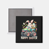 Happy Easter Funny Construction Trucks Kinder koni Magneet (Voorkant / Achterkant)