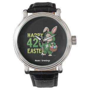 Happy Easter Funny Easter Bunny Design Wietliefheb Horloge