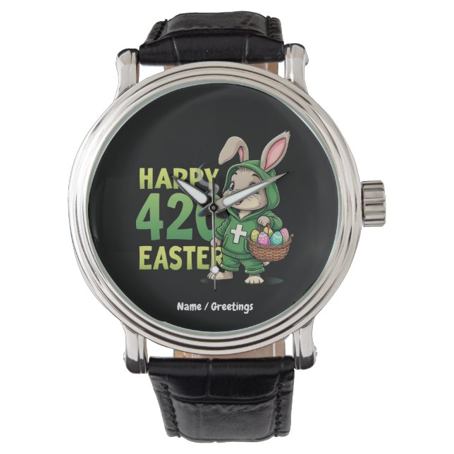 Happy Easter Funny Easter Bunny Design Wietliefheb Horloge (Voorkant)