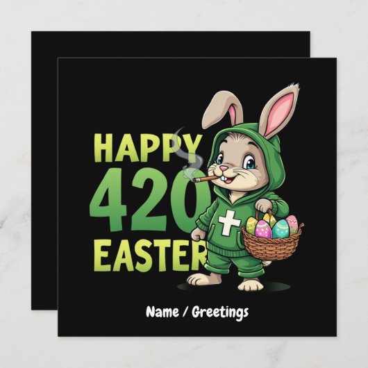 Happy Easter Funny Easter Bunny Design Wietliefheb Kaart (Voorkant / Achterkant)