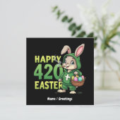 Happy Easter Funny Easter Bunny Design Wietliefheb Kaart (Staand voorkant)