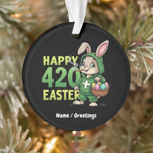 Happy Easter Funny Easter Bunny Design Wietliefheb Ornament (Boom)