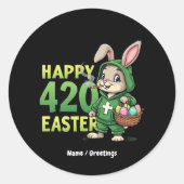 Happy Easter Funny Easter Bunny Design Wietliefheb Ronde Sticker (Voorkant)