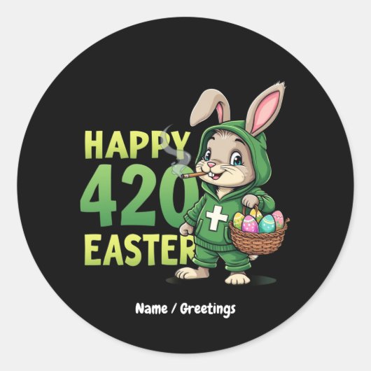 Happy Easter Funny Easter Bunny Design Wietliefheb Ronde Sticker (Voorkant)