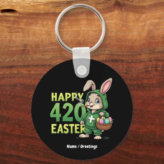 Happy Easter Funny Easter Bunny Design Wietliefheb Sleutelhanger (Voorkant)
