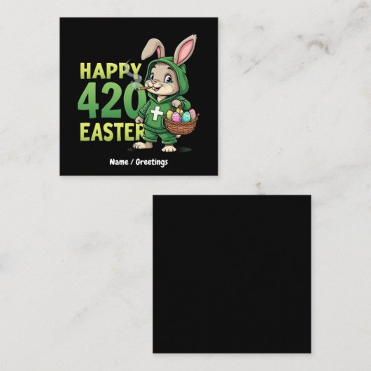 Happy Easter Funny Easter Bunny Design Wietliefheb Vierkante Visitekaartje (Voorkant / Achterkant)