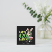 Happy Easter Funny Easter Bunny Design Wietliefheb Vierkante Visitekaartje (Staand voorkant)