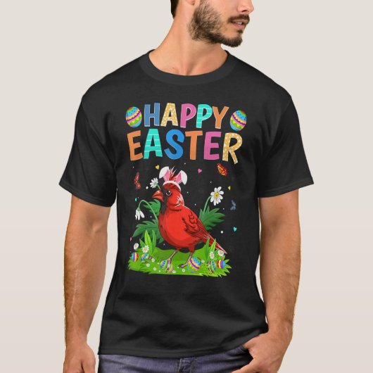 Happy Easter Funny Northern Kardinaal Bird Easter  T-shirt (Voorkant)