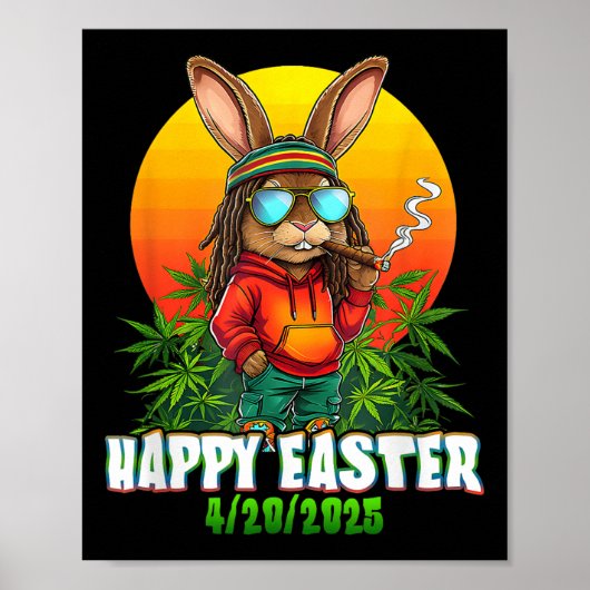 Happy Easter Funny Roken Paashaas Funny Rabb Poster (Voorkant)