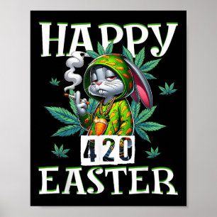 Happy Easter Funny Roken Paashaas Mannen Vrouwen Poster