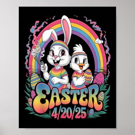 Happy Easter Funny Roken Paashaas Mannen Vrouwen Poster (Voorkant)